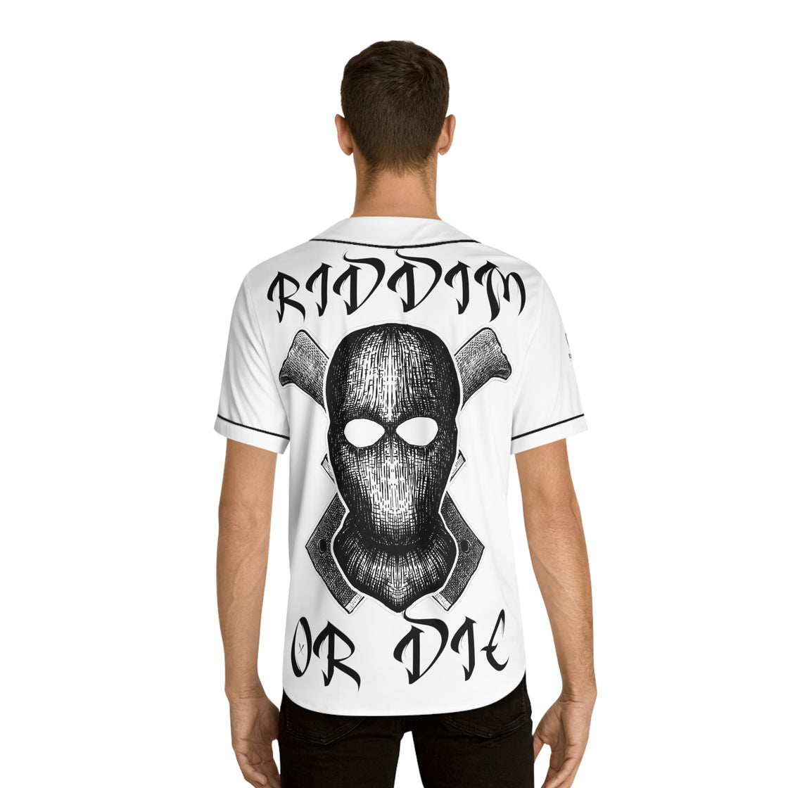 Riddim Or Die Jersey (Ski Mask) (White) - EDMCLOTHINGSTORE