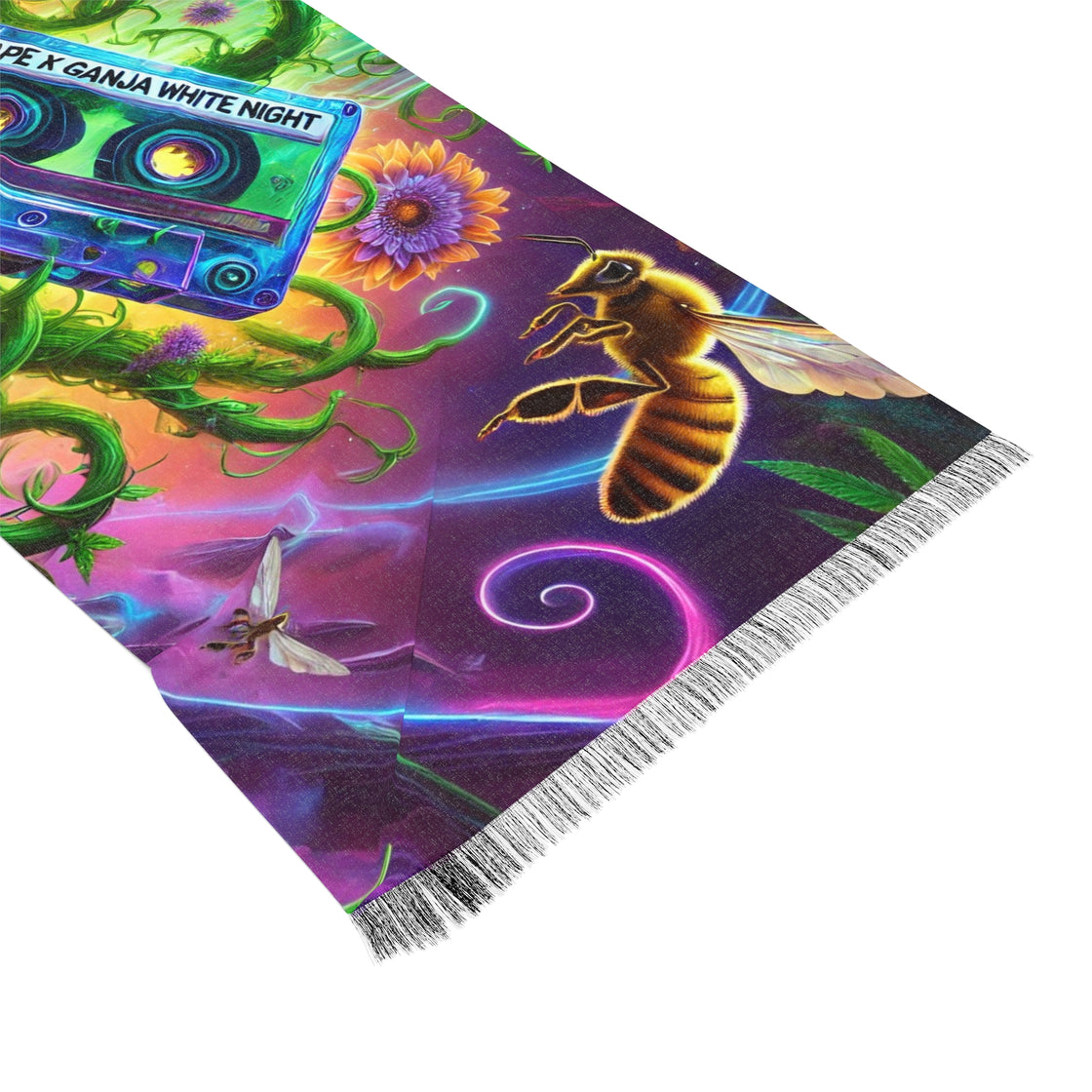 Tape B Ganja White Night Pashmina Lightweight Scarf
