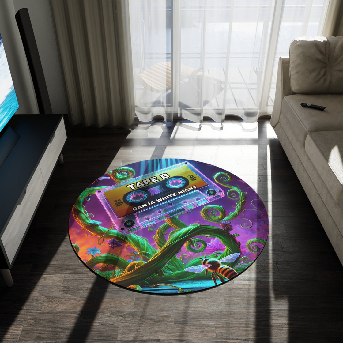 Tape B Round Rug - EDMCLOTHINGSTORE