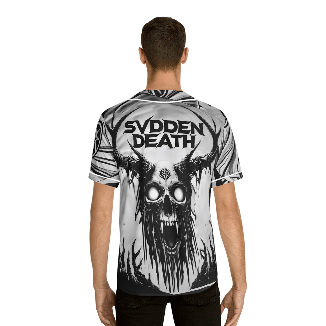 Men's Baseball Jersey SVDDEN DEATH Black & White Unleash Chaos and Style - EDMCLOTHINGSTORE