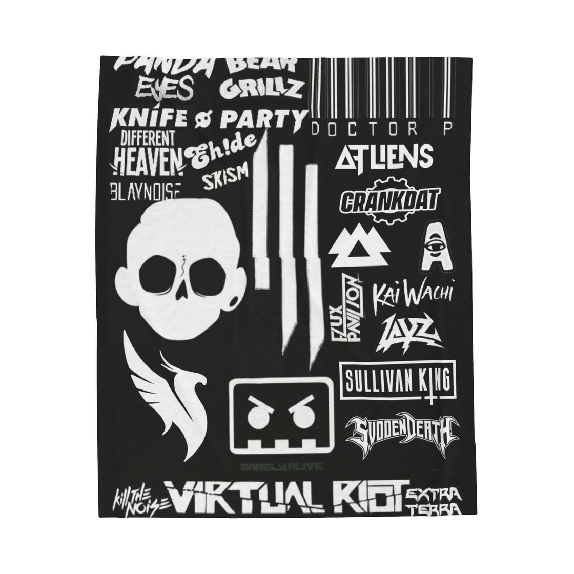 Sullivan King Jessica Audiofred Svdden Death Layz Barely Alive Wakaan Illenium Excision Velveteen Plush Blanket - EDMCLOTHINGSTORE