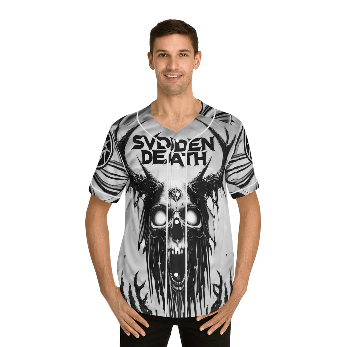 Men's Baseball Jersey SVDDEN DEATH Black & White Unleash Chaos and Style - EDMCLOTHINGSTORE