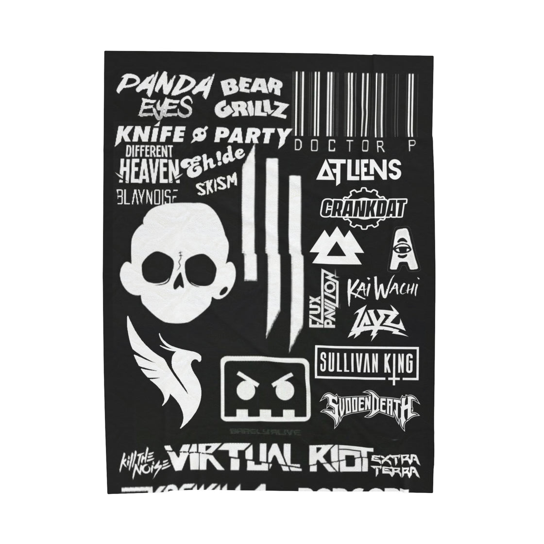 Sullivan King Jessica Audiofred Svdden Death Layz Barely Alive Wakaan Illenium Excision Velveteen Plush Blanket - EDMCLOTHINGSTORE