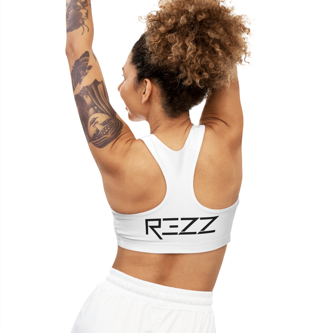 Rezz Crop Top Jersey (White) Sports Bra - EDMCLOTHINGSTORE