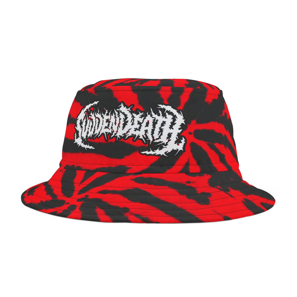 Svdden Death Red & Black Tie-Dye Bucket Hat - Unleash Your Festival Vibes! Edm Bucket Hat