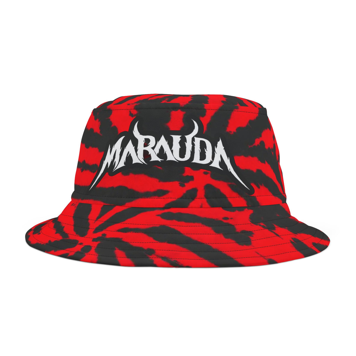 Maruada & Svdden Death Red & Black Tie-Dye Bucket Hat - Unleash Your Festival Vibes! Edm Bucket Hat