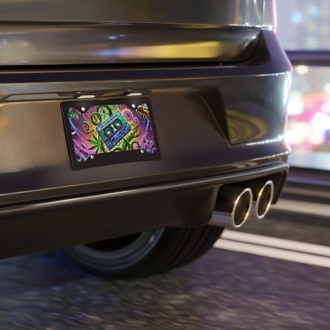Tape B Ganga White Night Car Plate - EDMCLOTHINGSTORE