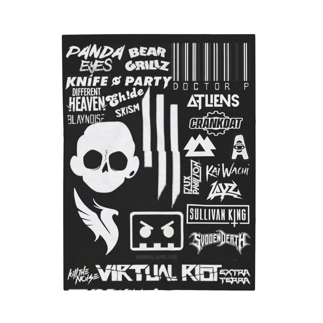 Sullivan King Jessica Audiofred Svdden Death Layz Barely Alive Wakaan Illenium Excision Velveteen Plush Blanket - EDMCLOTHINGSTORE