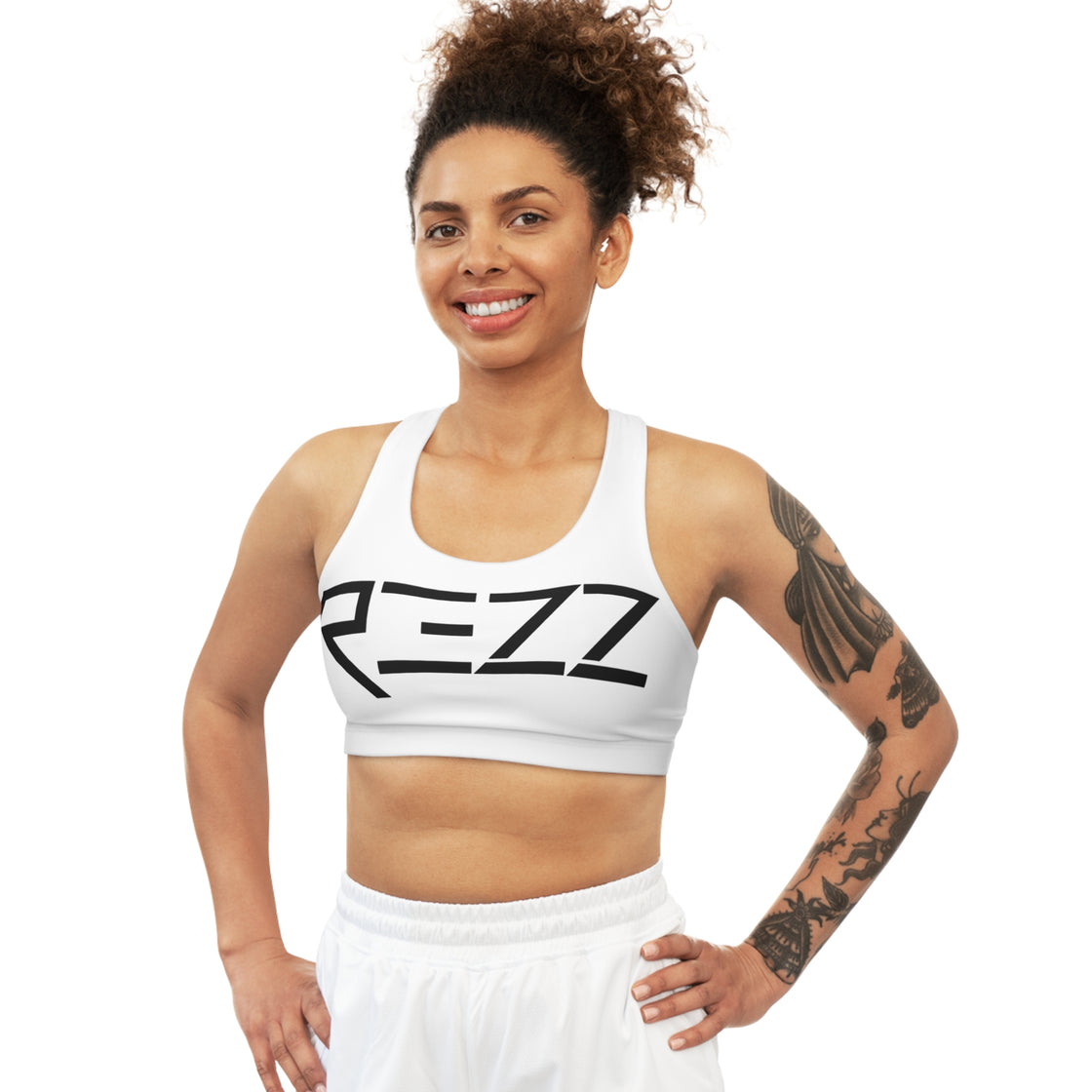 Rezz Crop Top Jersey (White) Sports Bra - EDMCLOTHINGSTORE