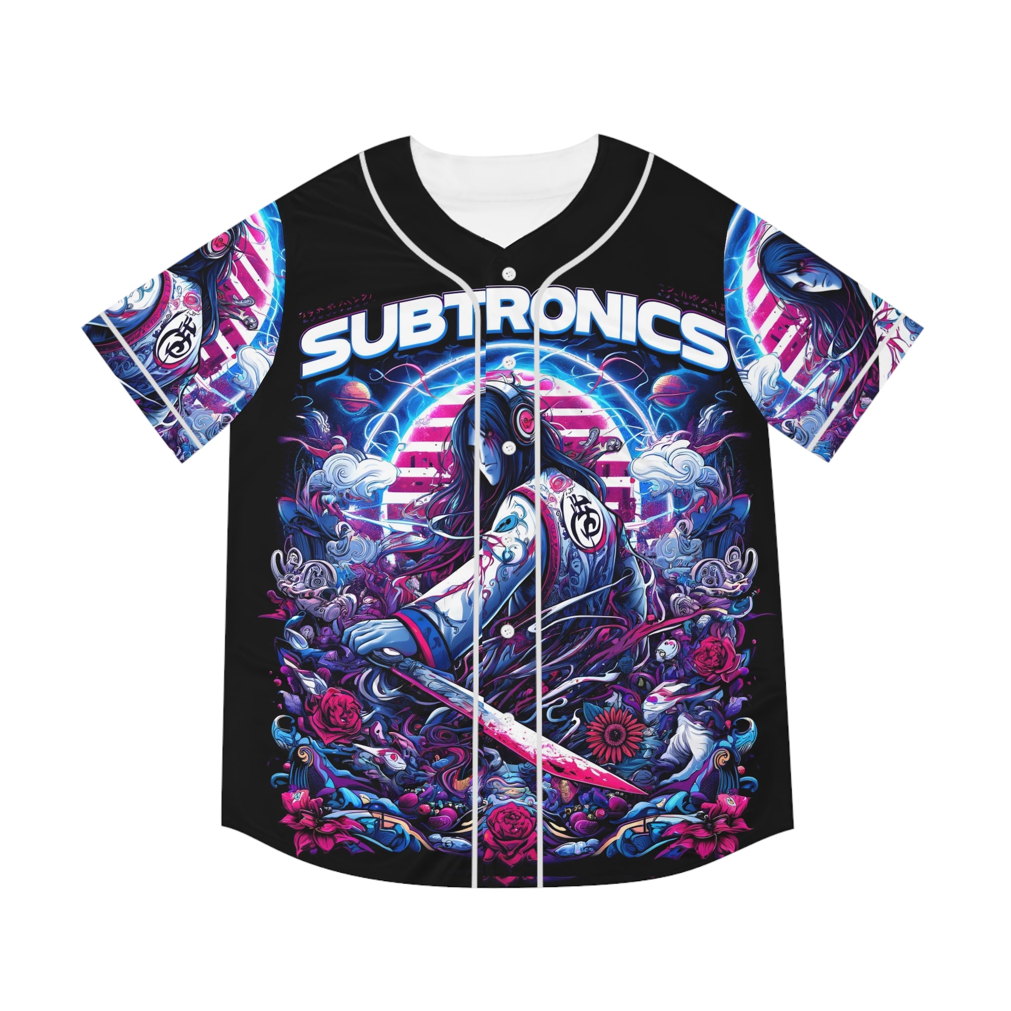 Men's Subtronics Personalized Custom Clean and Crisp Button up Baseball Jersey for: EDM Music Festival • selling Rave • Party • Group Event