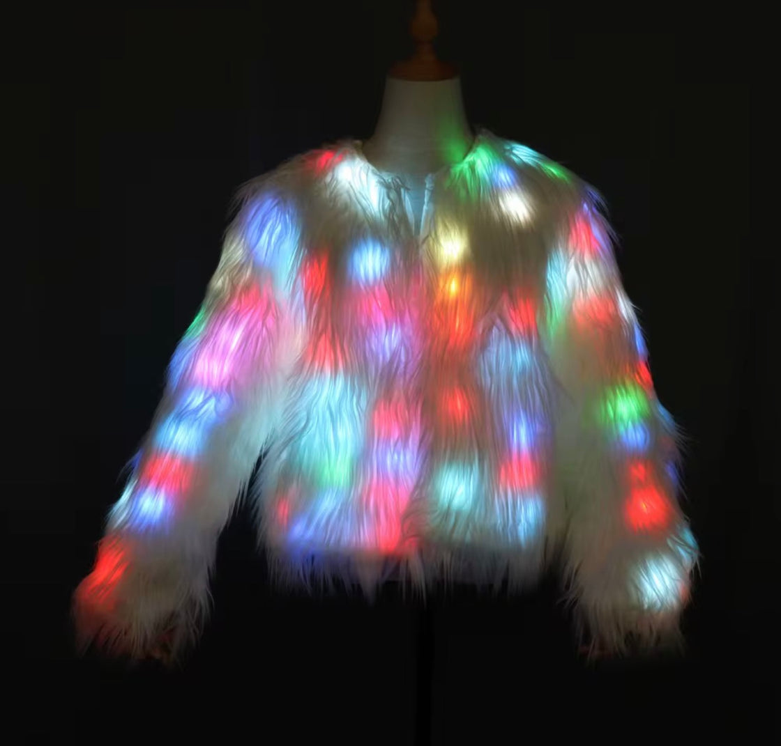 LED Faux Fur Festival Jacket LED Rave Jacket