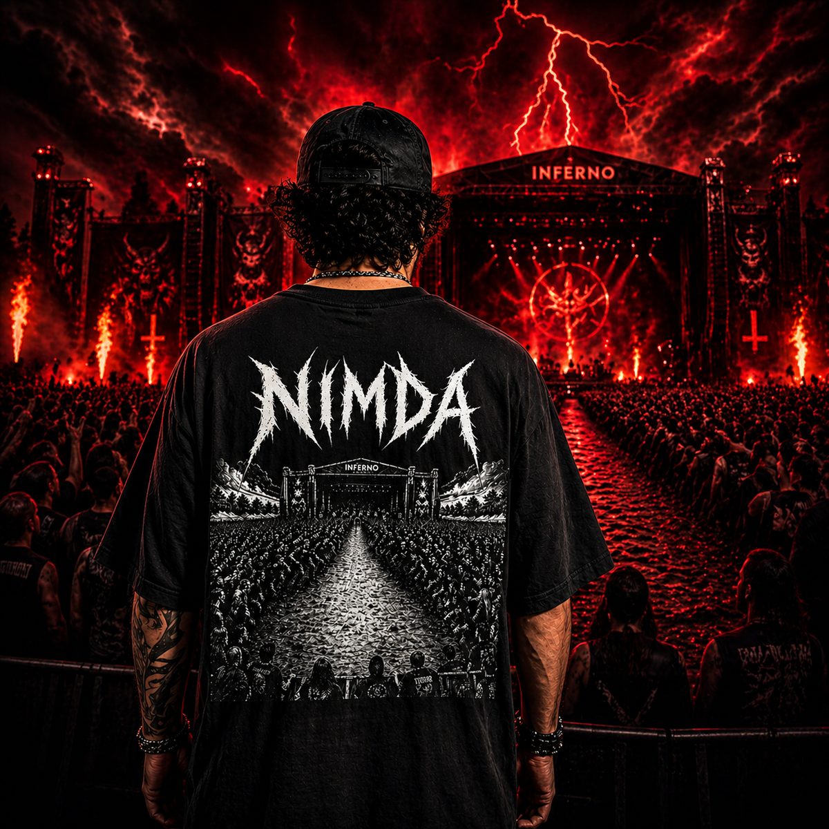 NIMDA Oversized Tee – Dark Festival Back Print Shirt