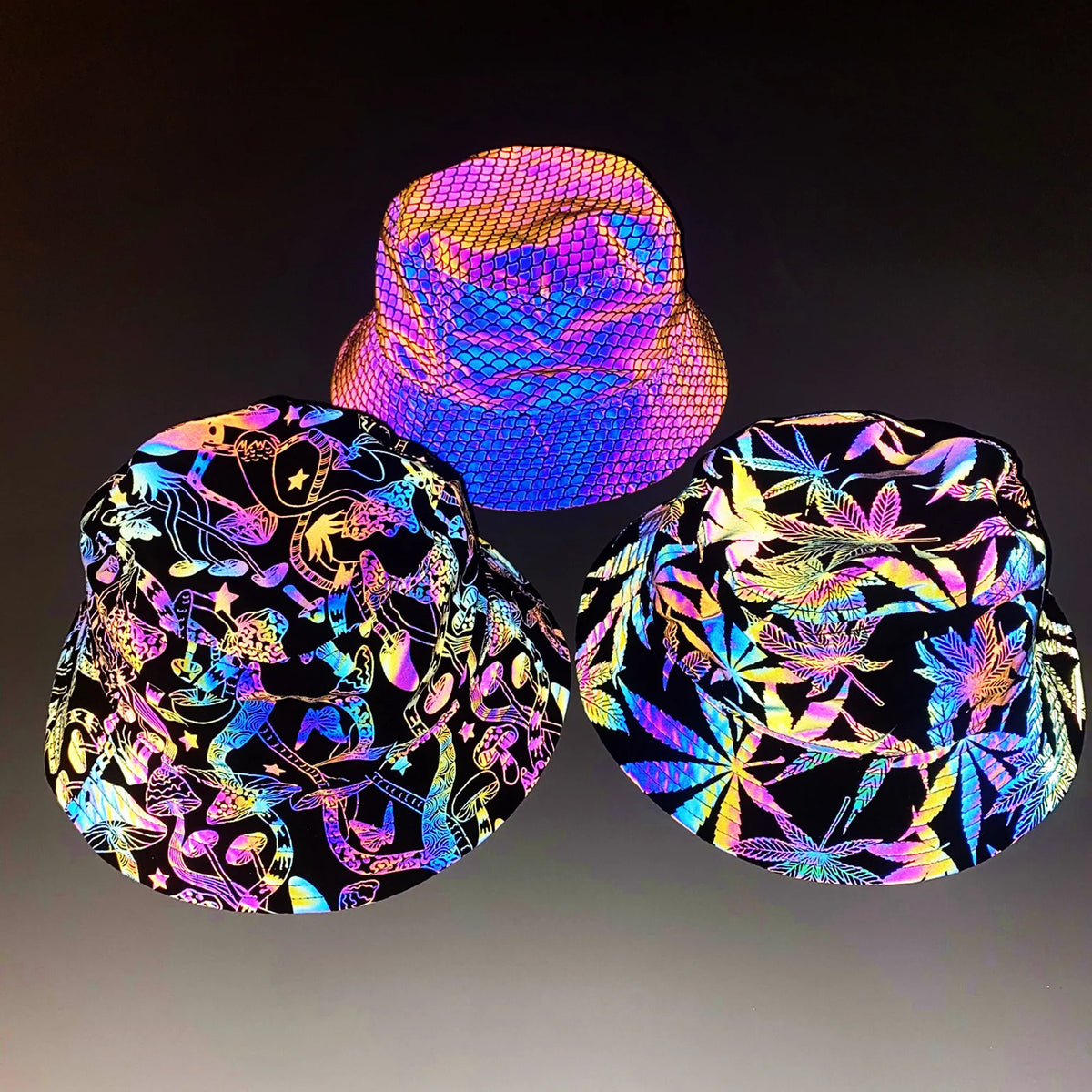 Rave Holographic Reflective Unisex Bucket Hat Outdoor Summer Reflecting Cap Head Cover - Rave, Festival, Party, Concert