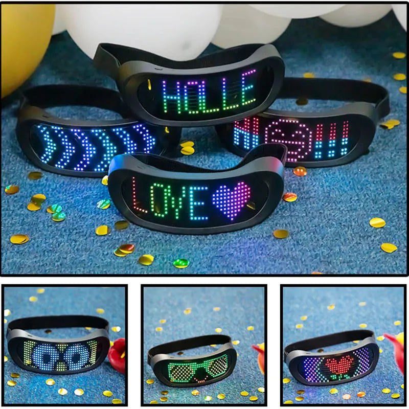 Rave Led Glasses Bluetooth EDM Led Glasses BluetoothFull Color Dynamic APP Glasses Party Cheering Props Rave Festivals show Costumes