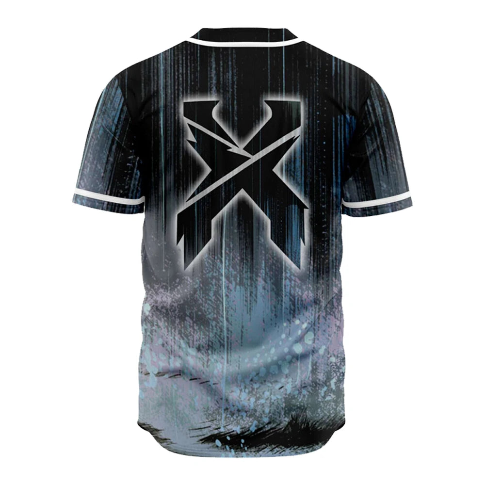 Excision Grunge Blue Baseball Jersey Shirts V-Neck Short Sleeve Streetwear Women Men Fashion To Hip Hop Clothes