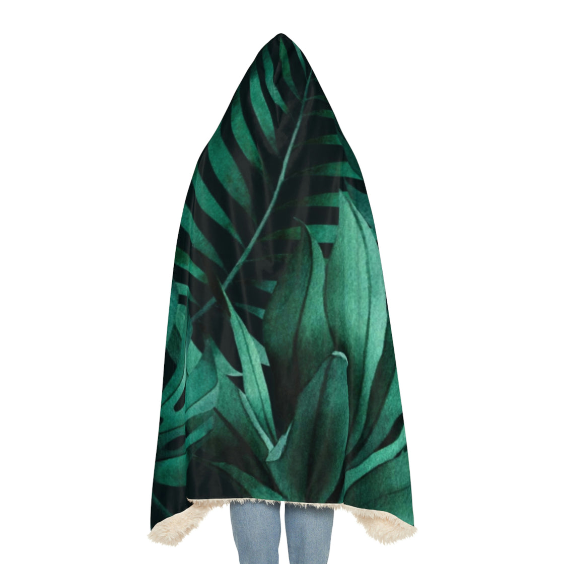 Exotic Monstera Banana And Palm Leaves Dye Snuggle Hooded Blanket - EDMCLOTHINGSTORE