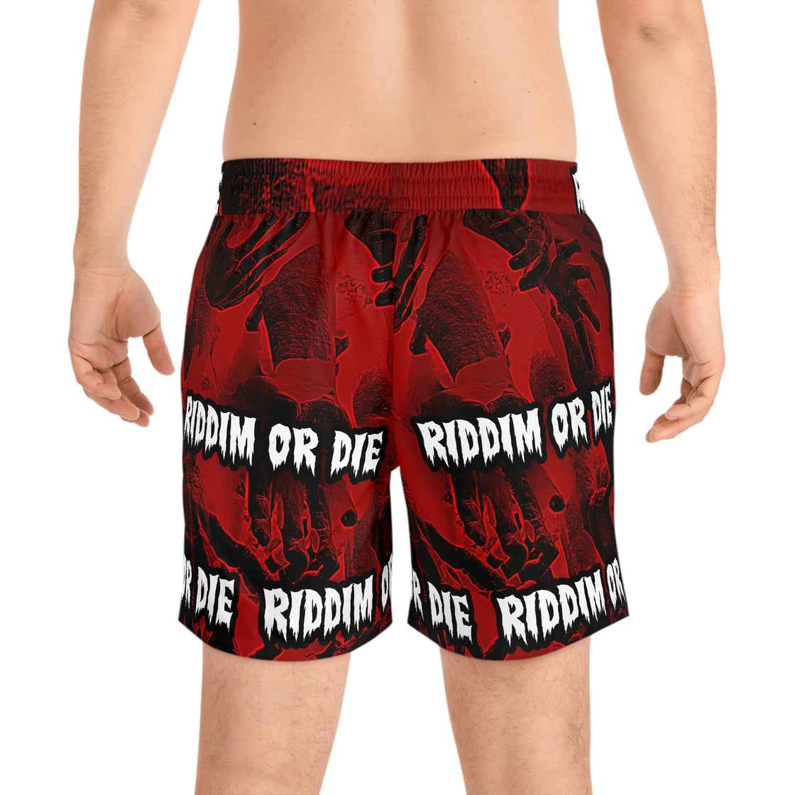 Riddim Or Die Dubstep Men's Mid-Length Swim Shorts (AOP) - EDMCLOTHINGSTORE