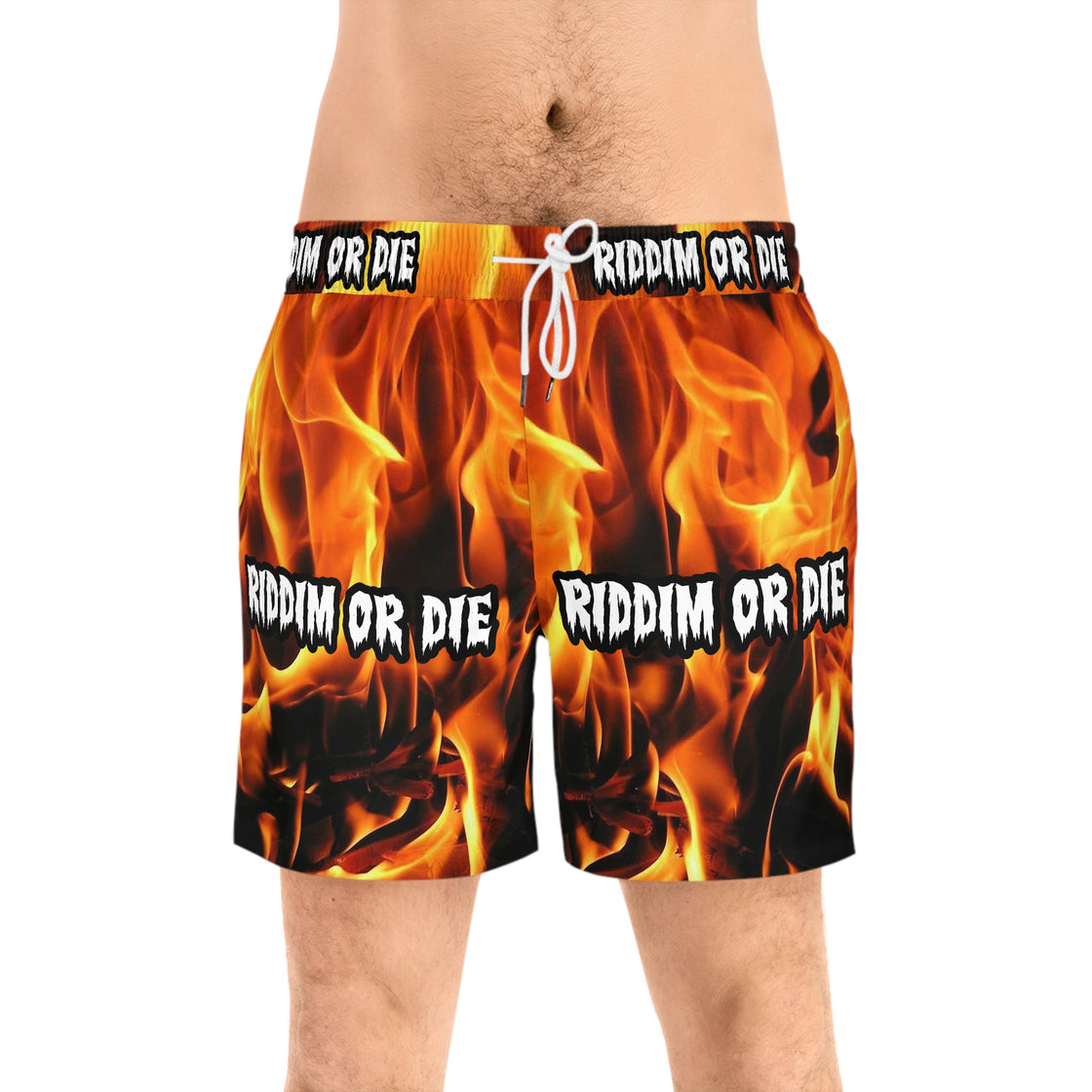 Riddim Or Die Dubstep Rave Men's Mid-Length Swim Shorts (AOP) - EDMCLOTHINGSTORE