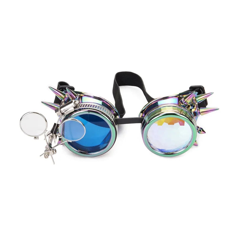 Steampunk Goggles Two Colors Lenses Glasses with Blue Lenses as Accessories Rave Party EDM Cosplay Punk Vintage Eyewear