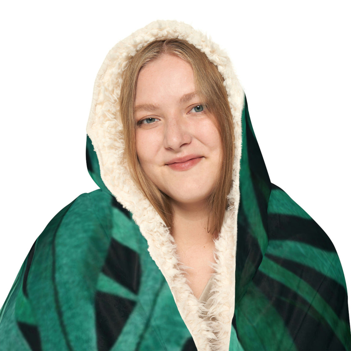 Exotic Monstera Banana And Palm Leaves Dye Snuggle Hooded Blanket - EDMCLOTHINGSTORE