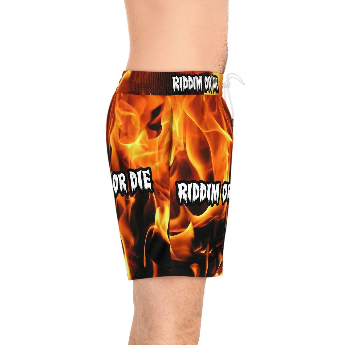 Riddim Or Die Dubstep Rave Men's Mid-Length Swim Shorts (AOP) - EDMCLOTHINGSTORE