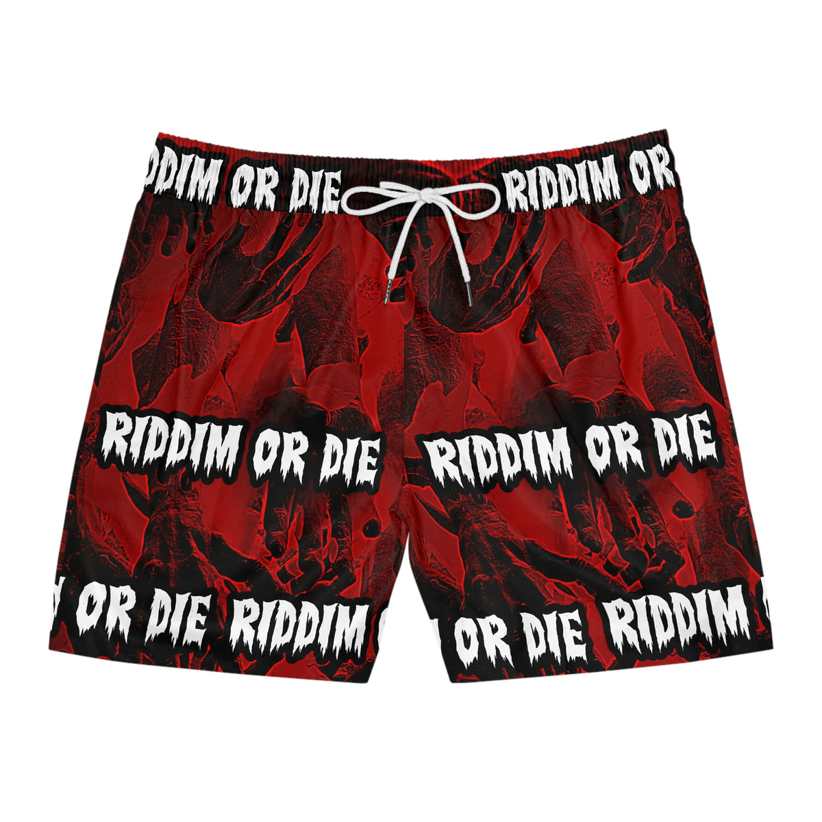 Riddim Or Die Dubstep Men's Mid-Length Swim Shorts (AOP)