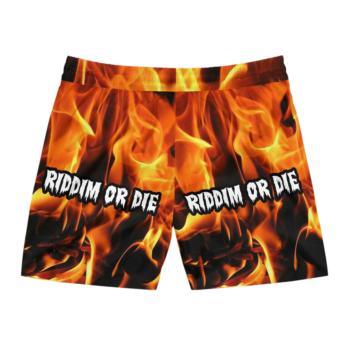 Riddim Or Die Dubstep Rave Men's Mid-Length Swim Shorts (AOP) - EDMCLOTHINGSTORE