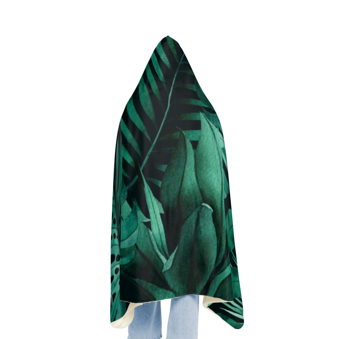 Exotic Monstera Banana And Palm Leaves Dye Snuggle Hooded Blanket - EDMCLOTHINGSTORE
