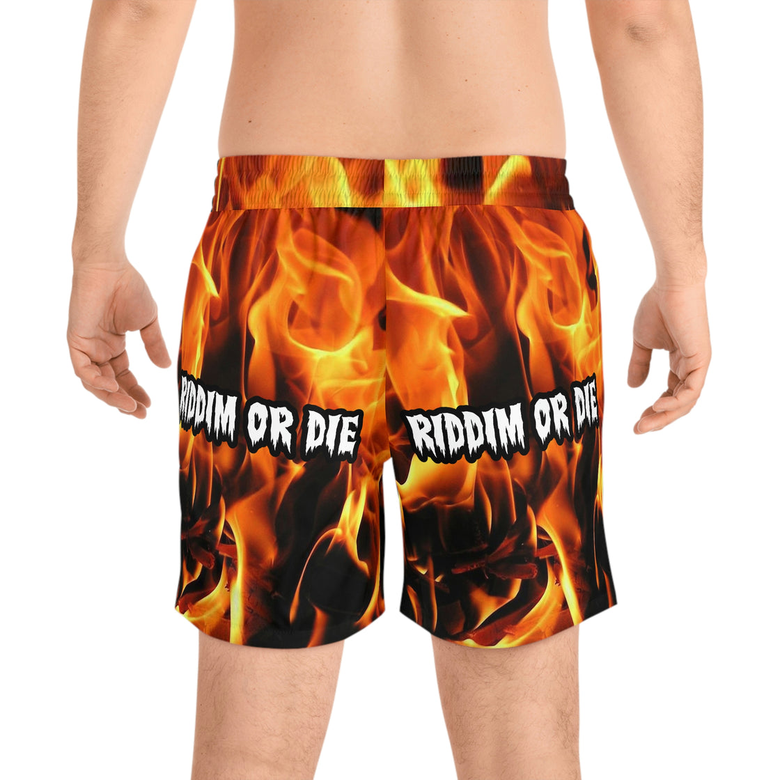 Riddim Or Die Dubstep Rave Men's Mid-Length Swim Shorts (AOP) - EDMCLOTHINGSTORE