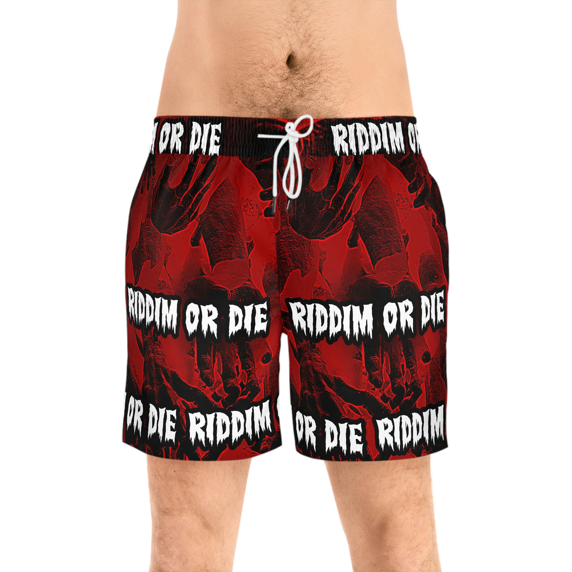 Riddim Or Die Dubstep Men's Mid-Length Swim Shorts (AOP) - EDMCLOTHINGSTORE