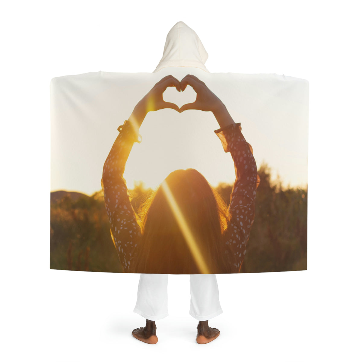 Hippie LOVE HoodedSherpa Fleece Blanket