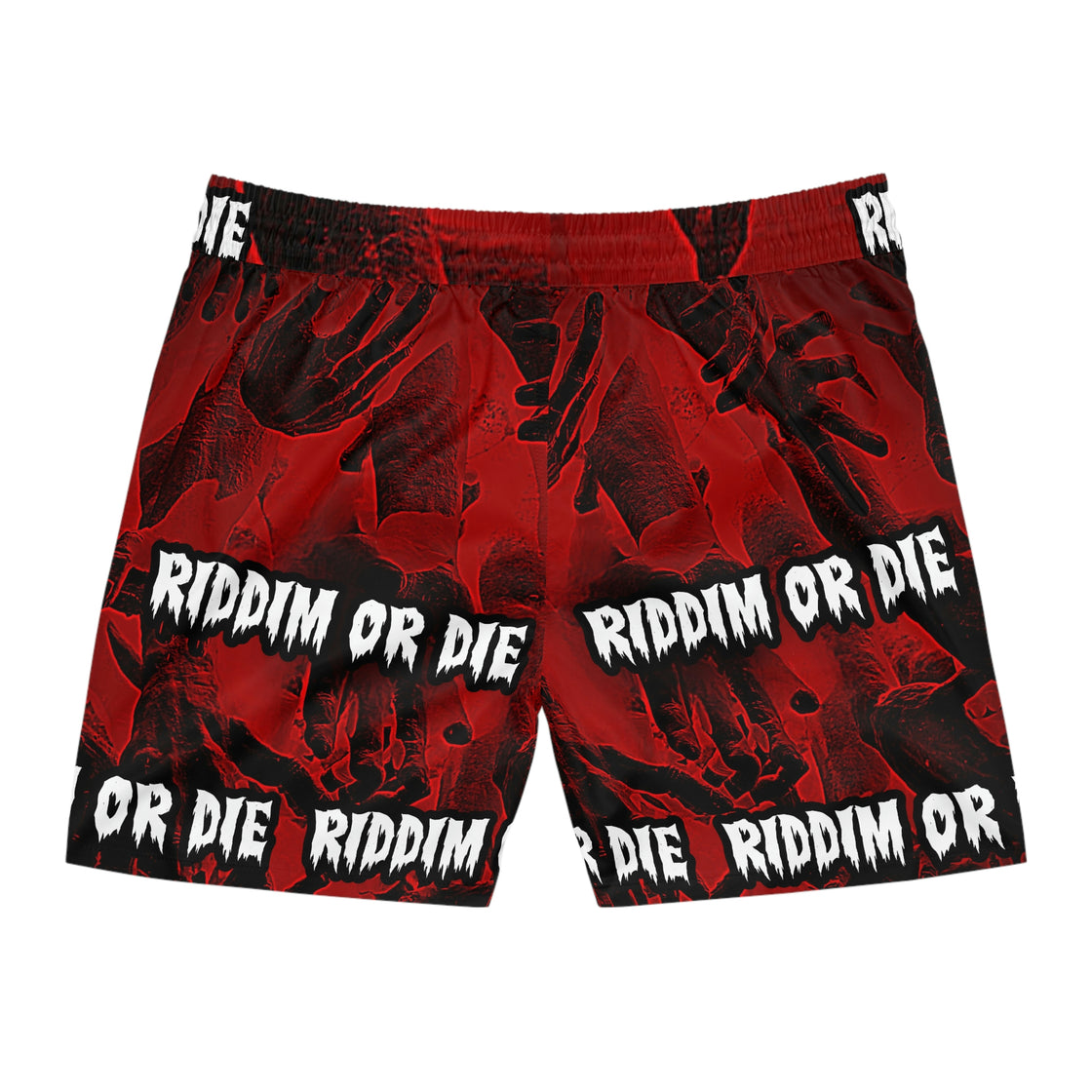 Riddim Or Die Dubstep Men's Mid-Length Swim Shorts (AOP) - EDMCLOTHINGSTORE